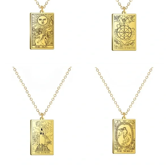 18k Gold Vintage Tarot Card Necklace Pendant - Picture 10 of 11